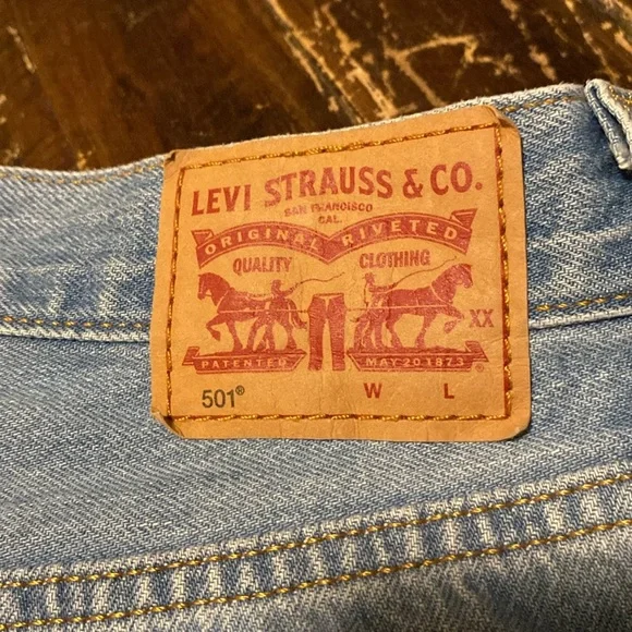 Levi’s 501 distressed cutoffs jean shorts button fly